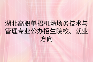 湖北高職單招機場場務(wù)技術(shù)與管理專業(yè)公辦招生院校、就業(yè)方向