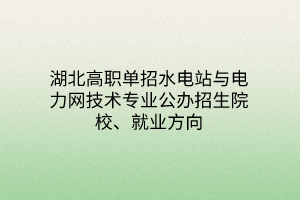 湖北高職單招水電站與電力網(wǎng)技術(shù)專(zhuān)業(yè)公辦招生院校、就業(yè)方向