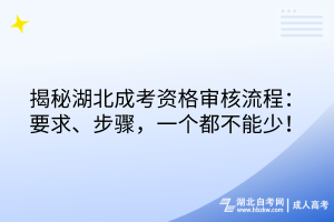 揭秘湖北成考資格審核流程：要求、步驟，一個都不能少！