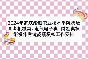 2024年武漢船舶職業(yè)技術(shù)學(xué)院技能高考機(jī)械類、電氣電子類、財經(jīng)類技能操作考試成績復(fù)核工作安排