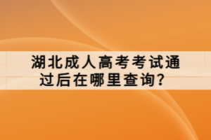 湖北成人高考考試通過后在哪里查詢？