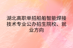 湖北高職單招船舶智能焊接技術(shù)專業(yè)公辦招生院校、就業(yè)方向
