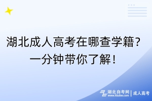 湖北成人高考在哪查學(xué)籍？一分鐘帶你了解！