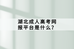 湖北成人高考網(wǎng)報平臺是什么？