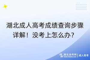 湖北成人高考成績查詢步驟詳解！沒考上怎么辦？