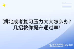 湖北成考復(fù)習(xí)壓力太大怎么辦？幾招教你提升通過率！
