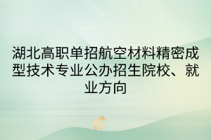 湖北高職單招航空材料精密成型技術(shù)專業(yè)公辦招生院校、就業(yè)方向