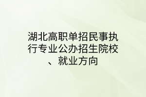 湖北高職單招民事執(zhí)行專業(yè)公辦招生院校、就業(yè)方向