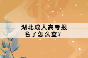 湖北成人高考報(bào)名了怎么查？