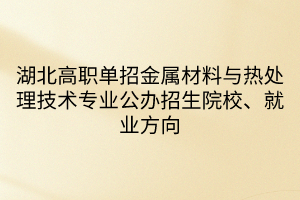 湖北高職單招金屬材料與熱處理技術(shù)專業(yè)公辦招生院校、就業(yè)方向