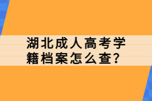 湖北成人高考學(xué)籍檔案怎么查？