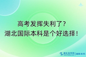 高考發(fā)揮失利了？湖北國際本科是個(gè)好選擇！