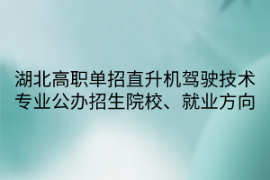 湖北高職單招直升機(jī)駕駛技術(shù)專業(yè)公辦招生院校、就業(yè)方向