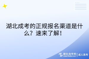 湖北成考的正規(guī)報(bào)名渠道是什么？速來(lái)了解！