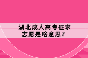 湖北成人高考征求志愿是啥意思？