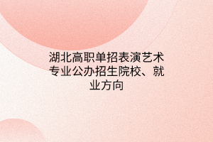 湖北高職單招表演藝術專業(yè)公辦招生院校、就業(yè)方向