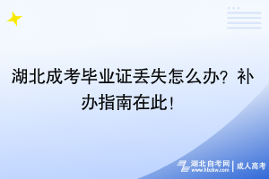 湖北成考畢業(yè)證丟失怎么辦？補(bǔ)辦指南在此！