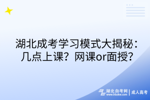 湖北成考學(xué)習(xí)模式大揭秘：幾點(diǎn)上課？網(wǎng)課or面授？