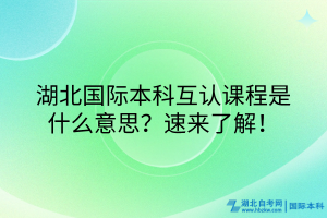 湖北國際本科互認課程什么意思？速來了解！