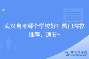 武漢自考哪個(gè)學(xué)校好？熱門院校推薦，速看~