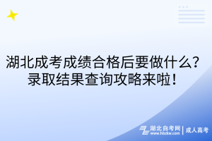 湖北成考成績(jī)合格后要做什么？錄取結(jié)果查詢攻略來啦！