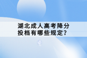 湖北成人高考降分投檔有哪些規(guī)定？