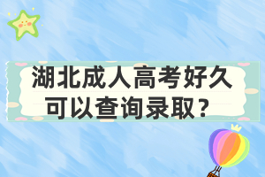 湖北成人高考好久可以查詢錄取？