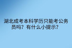 湖北成考本科學(xué)歷只能考公務(wù)員嗎？有什么小提示？