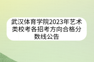武漢體育學(xué)院2023年藝術(shù)類?？几髡锌挤较蚝细穹?jǐn)?shù)線公告