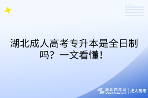 湖北成人高考專升本是全日制嗎？一文看懂！
