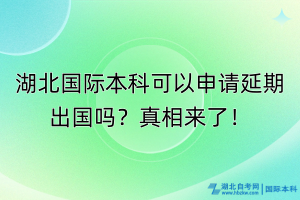 湖北國際本科可以申請延期出國嗎？真相來了！