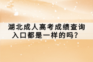 湖北成人高考成績查詢入口都是一樣的嗎？