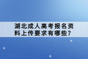 湖北成人高考報(bào)名資料上傳要求有哪些？