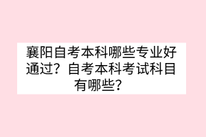 襄陽自考本科哪些專業(yè)好通過？自考本科考試科目有哪些？