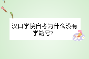 漢口學(xué)院自考為什么沒(méi)有學(xué)籍號(hào)？