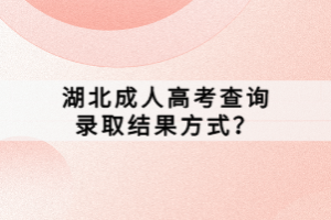 湖北成人高考查詢(xún)錄取結(jié)果方式？