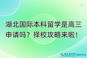 湖北國際本科留學是高三申請嗎？擇校攻略來啦！