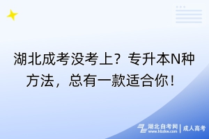 湖北成考沒考上？專升本N種方法，總有一款適合你！