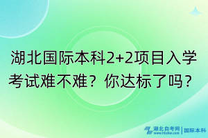 湖北國際本科2+2項目入學考試難不難？你達標了嗎？