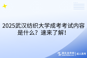 2025武漢紡織大學(xué)成考考試內(nèi)容是什么？速來了解！