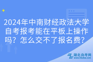 2024年中南財(cái)經(jīng)政法大學(xué)自考報(bào)考能在平板上操作嗎？怎么交不了報(bào)名費(fèi)？