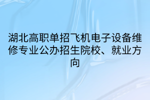 湖北高職單招飛機電子設(shè)備維修專業(yè)公辦招生院校、就業(yè)方向