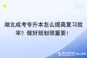 湖北成考專升本怎么提高復(fù)習(xí)效率？做好規(guī)劃很重要！