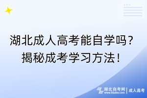 湖北成人高考能自學(xué)嗎？揭秘成考學(xué)習(xí)方法！