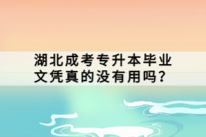 湖北成考專升本畢業(yè)文憑真的沒有用嗎？