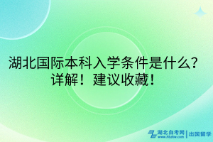 湖北國際本科入學(xué)條件是什么？詳解！建議收藏！