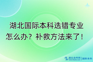 湖北國際本科選錯專業(yè)怎么辦？補救方法來了！