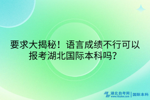 要求大揭秘！語言成績不行可以報考湖北國際本科嗎？