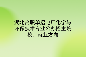 湖北高職單招電廠化學(xué)與環(huán)保技術(shù)專業(yè)公辦招生院校、就業(yè)方向