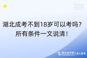湖北成考不到18歲可以考嗎？所有條件一文說清！